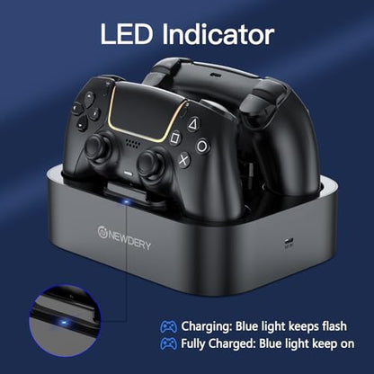 NEWDERY for PS5 Controller Charger Station Compatible with Dualsense Edge | Fast Charging Dock with Led Indicators, Dual Charging Stand for PlayStation 5 & DualSense Edge Controller - color: Black