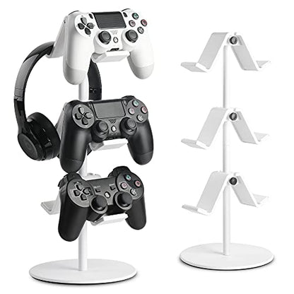 Controller Holder White, Headset Holder,Great 3 Tier Controller Headphone Organizer for All Headsets Xbox ONE 360 Switch PS4 PS5 (Elegant White) - color: Elegant White
