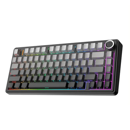 EPOMAKER x Aula F75 Gasket Mechanical Keyboard, 75% Wireless Hot Swappable Gaming Keyboard with Five-Layer Padding&Knob, BT/2.4GHz/USB-C, RGB (Black Gradient, LEOBOG Reaper Switch) - color: Black Gradient, size: LEOBOG Reaper Switch