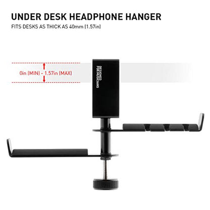 ADV. Dual Suspension Headphone Stand – Floating Headset Stand with 360° Rotating Arm, Adjustable Clamp for Desk/Table, Steel Metal Holder, 3.5mm Jack Mount, Universal Fit, [Black] - color: Black