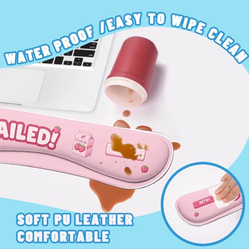 Cute Gamer Desk Mat Set Strawberry Pink Kawaii Aesthetic Mouse Pad with Wrist Rest 4in1 Desk Mat for Desktop Ergonomic Keyboard Wrist Support Anti-Slip Computer Ergonomic Mouse Pad Home Office Gaming - color: Cute Gamer