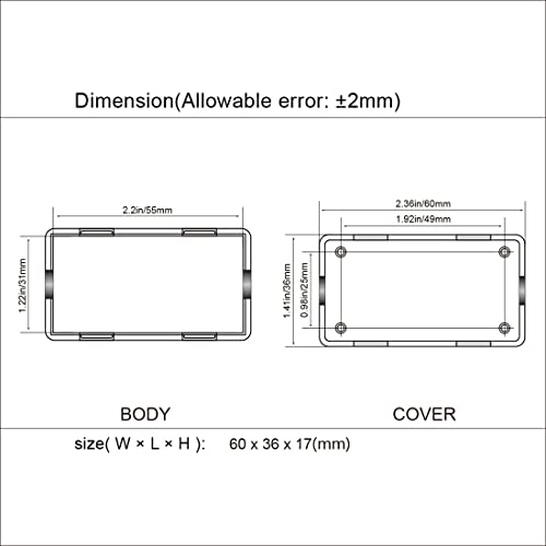 LeMotech Project Box 10 Pieces ABS Plastic Electrical Project Case Small Junction Box for Electronics White 2.36 x 1.42 x 0.67 inch (60 x 36 x 17 mm) - color: 10 pieces, size: 2.36"x 1.42"x 0.67"