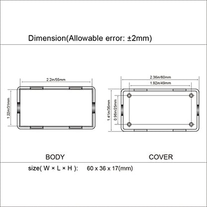LeMotech Project Box 10 Pieces ABS Plastic Electrical Project Case Small Junction Box for Electronics White 2.36 x 1.42 x 0.67 inch (60 x 36 x 17 mm) - color: 10 pieces, size: 2.36"x 1.42"x 0.67"