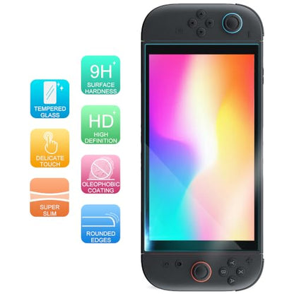 TJS 2 Pack Screen Protector for Nintendo Switch 2 Model 2025 7.9" (Clear) | Tempered Glass Screen Protector Works While Docking 0.3mm Thickness/Bubble Free/Ultra Clear/9H Hardness/ Anti-Fingerprint - size: Nintendo Switch 2 7.9''