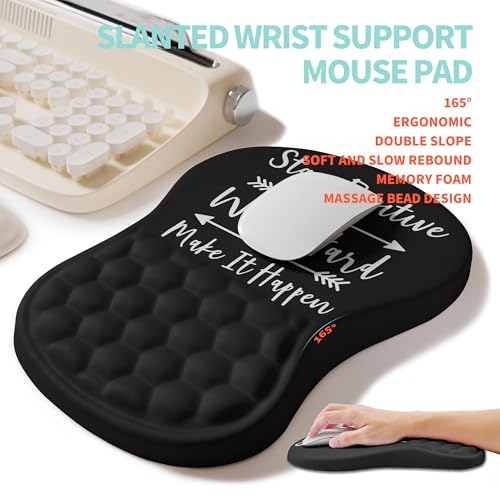 2-in-1 Ergonomic Set, Wave Rise Keyboard Wrist Rest and Massage Bulge Slope Mouse Pad Wrist Support, Cushion Memory Foam Integrated to Relieve Wrist Pain, Stay Positive - color: Stay Positive