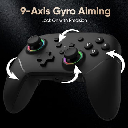 BETMI Wired Pro Controller for Switch 2, C Button | 9-Axis, Hall Effect Joysticks Gamepad, Macro/Programmable, Back Button, Dual Vibration, 3.5mm Audio Jack - color: Black