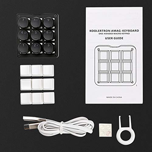 Koolertron One Handed Macro Mechanical Keyboard,RGB LED Backlit Portable Mini Gaming Keypad OSU! Keyboard 9 Fully Programmable Keys Blue Switches with Retro Classic Typewriter Round Keycaps