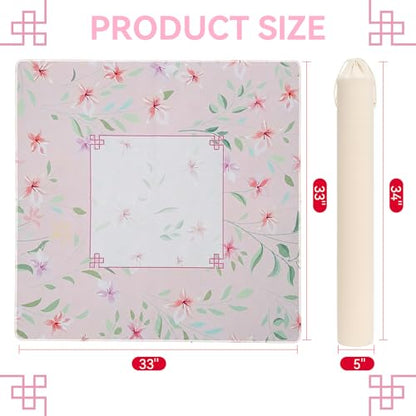 33" x 33" Blush Wild Blossom American Mahjong Mat - Non-Slip Neoprene Pad, Noise Reducing, Easy Clean, Portable for Home, Travel & Airbnb - color: Blush Wild Blossom