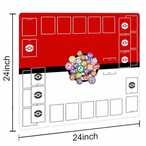 Playmat for Trading Card Game – 2-Player Trainer Mat with 31 Damage Counters and Professional Storage Bag - color: Classic