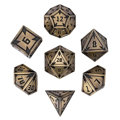 UDIXI Metal Dice Set D&D Heavy Metallic DND Dice for Tabletop Game (Bronze) | 7-Pieces, Lozenge Pattern, Zinc Alloy Material, Gorgeous Gift Case, DM Gift, for Dungeons and Dragons Role Playing Games - color: Ancient Bronze