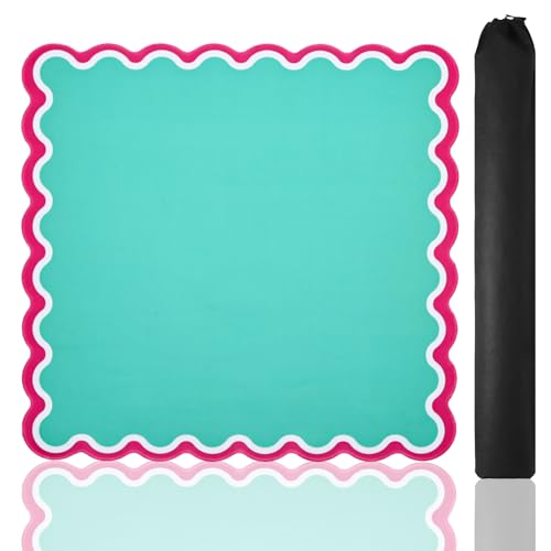 TIASUSAN Green Mahjong Mat (31.5” x 31.5”) with Black Carrying Bag, Anti-Slip, Noise-Reducing Mahjong Mat for Table, Board Games, Dominoes, and Card Games - color: Green
