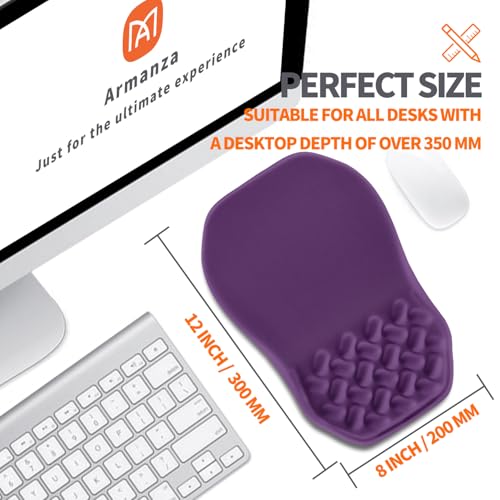 Ergonomic Slope Mouse Pad Wrist Support, Wrist Rest Mousepad for Carpal Tunnel Pain Relief with Massage Bulge and Slow Rebound Memory Foam (12x8 inch, Deep Purple) - color: Am030-deep Purple