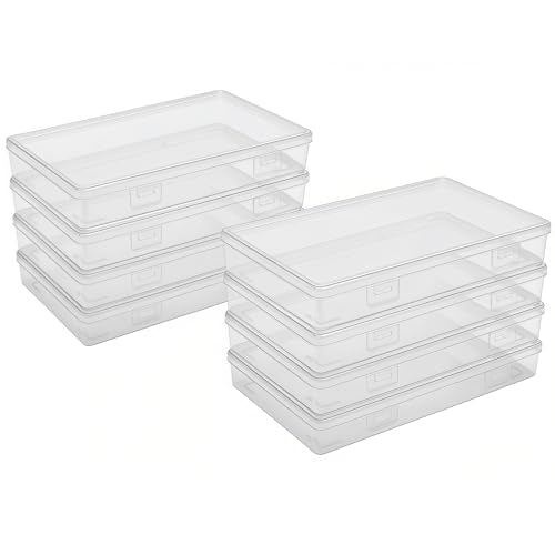 8 Pieces Rectangular Empty Mini Clear Plastic Organizer Box | 195 x 113 x 30 mm, Hinged Lids, For Small Items, Craft Projects - size: 195 x 113 x 30 mm