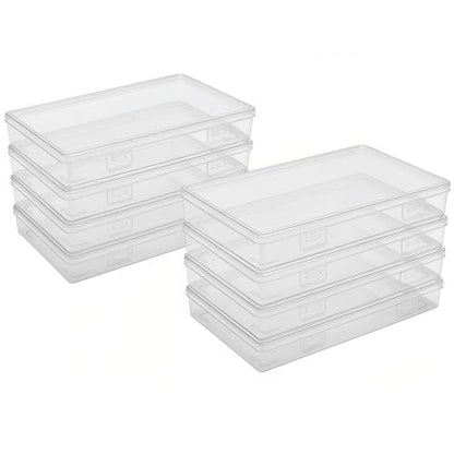 8 Pieces Rectangular Empty Mini Clear Plastic Organizer Box | 195 x 113 x 30 mm, Hinged Lids, For Small Items, Craft Projects - size: 195 x 113 x 30 mm