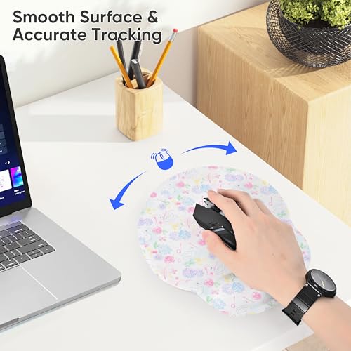Ergonomic Mouse Pad with Wrist Support,Non-Slip Rubber Base for Computer Laptop & Mac,Lightweight Rest for Home,Office & Travel (Hydrangea Swan) - color: Hydrangea Swan
