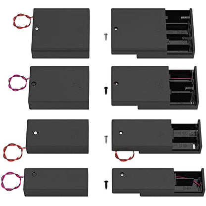 DAIERTEK AA Battery Holder Pack Single 1-4 AA Battery Holder with Switch Leads Cover Battery Box Case -Total 8Pcs - color: 1-2-3-4-AA