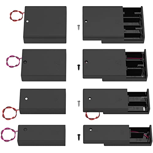 DAIERTEK AA Battery Holder Pack Single 1-4 AA Battery Holder with Switch Leads Cover Battery Box Case -Total 8Pcs - color: 1-2-3-4-AA