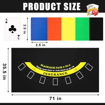 Aoriher Blackjack Game Combo Set, Include Blackjack Layout Felt,Shoe 6 Deck Automatic Card Shuffler Discard Holder Trays and 10 Cut Cards for Casino, Party Night(Black) - color: Black