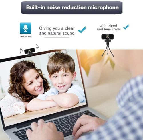 Webcam 1080p HD Computer Camera Microphone Laptop USB PC Webcam | with Tripod Stand, 110 Degree Live Streaming Widescreen Recording Pro Video Web Camera for Calling, Conferencing , Switch 2