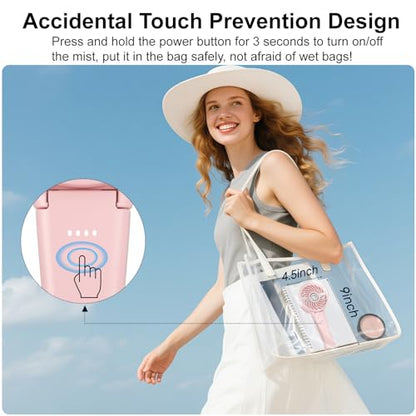 HandFan 4000mAh Handheld Misting Fan, 50ml Water Tank, Rechargeable Personal Mister Fan Portable AC, Spray Water Mist Fans, Foldable Cooling Ice Fans for Beach Travel Outdoors(Pink) - color: Pink, style: 4000mAh