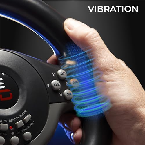 SUBSONIC - Superdrive SV250 Racing Wheel Switch 2/Switch PS4 PC Xbox Series | Steering Wheel with Pedals and Paddles - Vibration - 3 Sensitivity Modes - Diameter 22 cm, Rotation 180°