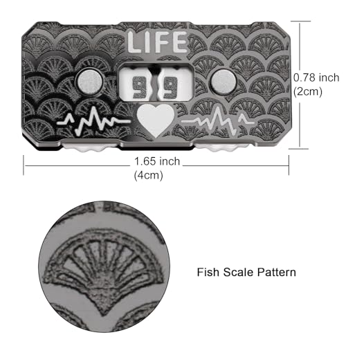Life Counter 2 Pcs Pcak Twin Digits Dragon Scale Pattern Designed 2 x 4 cm (0.787 x 1.57 in) for cEDH Game & MTG Dual Game Made of Acrylic (Black & Red Scale) - color: Red & Black