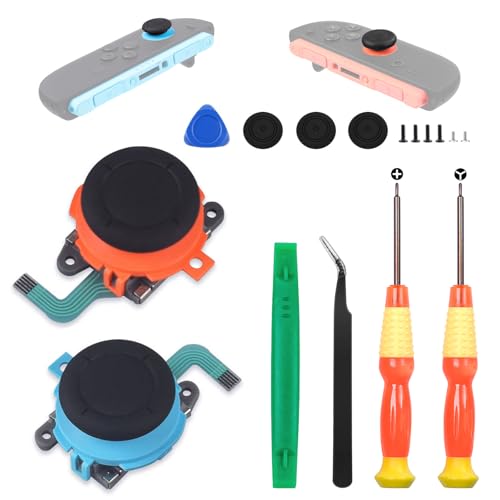 Semaiki for Nintendo Switch 2 Joy-con Joysticks Replacment, 3D Analog Joystick Thumb Caps with Screwdriver, Pry Tool, Tweezer,Anti-Drift Switch 2 Joysticks Parts and Repair Tool Kits