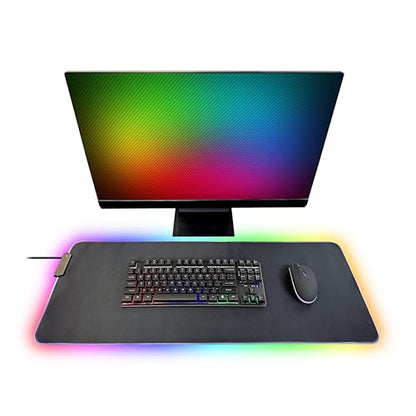 SENTRY LED Gaming XXL Mouse Pad Deskmat, 12 RGB Colors Variations, Extra Large with Non-Slip Rubberized Bottom, USB Wire Included, 31x12 Inches