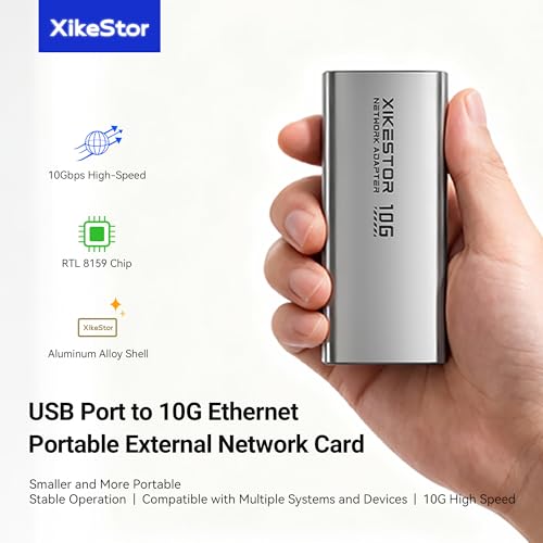 USB C to Ethernet Adapter Plug and Play 10Gb RJ45 Network Card | (Thunderbolt 5/4/3 USB4 Compatible) Aluminum Cooling Case, Fanless Silent, Realtek RTL8159, ~9.7Gb on Windows, ~6Gb on macOS - color: USB C to 10Gb RJ45