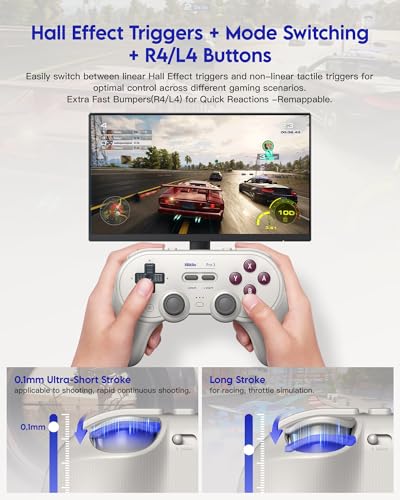 8Bitdo Pro 3 Bluetooth Controller (GB) - TMR Joysticks | For Switch/Switch 2, Windows/Apple/Android, Swappable ABXY Buttons, Pro Back Buttons, Hall Effect Triggers, Charging Dock - color: G Classic, size: Pro 3
