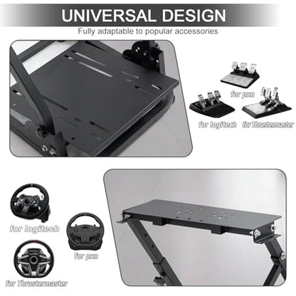 Hottoby Racing Steering Wheel Stand Foldable & Dual Shift Levers Fit for Logitech G25 G27 G29 G920 G923, for Thrustmaster T150 T248 T300 Multi-level Easy Storage & Install Cockpit,No Wheel & Pedals