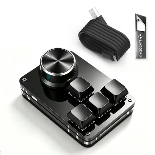 LUKCOZMO Macro Pad Programmable Custom 4-Key Mini Mechanical Gaming One Handed Keyboard BT RGB OSU Multifunctional Knob with Type C Update Software in USB Drvie(Upgraded Wired with RGB Lights Black) - color: Upgraded wired model with RGB lights Black