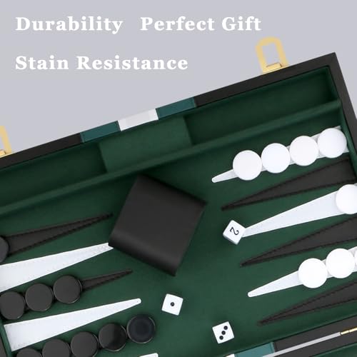 Backgammon Set - Classic Board Game with Premium PU Leather Case - Portable Travel Strategy Backgammon Game Set for Adults, Kids Family Game Night, Vacation & Gifts (11inch Small, Black) - color: Black, style: 11inch
