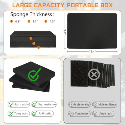 13 Inch Aluminum Carrying Case 13 X 10 X 5.5 Inch Ideal for Microphone & Camera Gear Transportation, DJ Mixer Case with Customizable Pre-Diced Foam, Black - size: Inner：12.5''X 9.5''X 5.1''