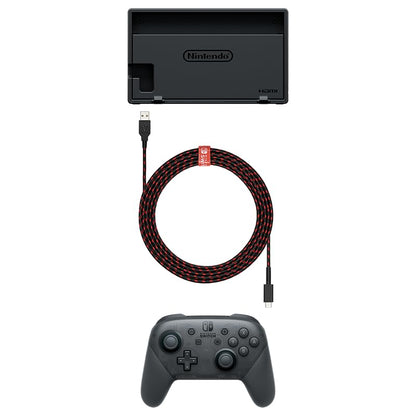 PDP Gaming Charge Cable Licensed for Nintendo Switch 8 ft USB-C | 8-Foot Charging Cable, Durable Braided Design, Cable Management Tie Strap, Charge & Sync Compatibility, Black/Red