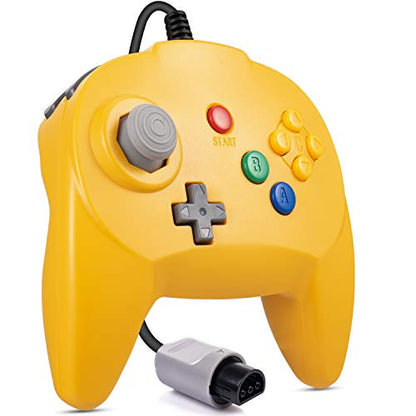 KIWITATA Retro N64 Mini Controller, Classic Wired N64 Game 64-bit Upgraded Joystick Controller for Video Game Console N64 System Yellow - color: yellow