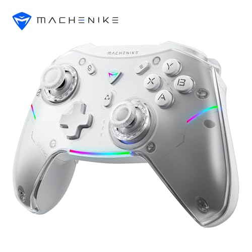 Machenike G5Pro Wireless Gaming Controller for Windows PC,Switch,IOS,Android,PC Controller Hall Effect Joystick/Triggers/Gyroscope,RGB Lights,Frost White - color: Frost White