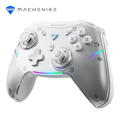 Machenike G5Pro Wireless Gaming Controller for Windows PC,Switch,IOS,Android,PC Controller Hall Effect Joystick/Triggers/Gyroscope,RGB Lights,Frost White - color: Frost White