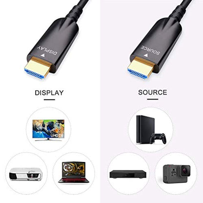 DTECH 75ft Fiber Optic HDMI Cable with 4K 30Hz and 1080p 60Hz HD Video 3D ARC HDCP CEC High Speed Supported Compatible with DVD Player Computer Monitor Gaming Console TV (75 Feet, Black) - size: 75ft