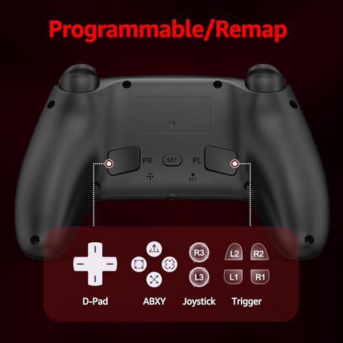 Akalyptra Wireless Controller for PS-5/PS-5 Pro/Slim/PC with Turbo/Macro/Combo, Hall Effect Controller for PS-5 Support Dual Vibration, 3.5mm Headphone Jack, 6-Axis LED Gamepad with Speaker - color: Black