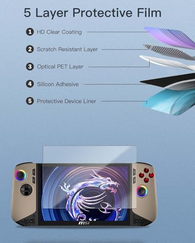 Screen Protector for MSI Claw 8 AI+ A2VM Handheld Game Console, 9H Hardness Tempered Glass for MSI Claw 8 AI+ A2VM,Anti-Scratch, Bubble Free, HD Clarity