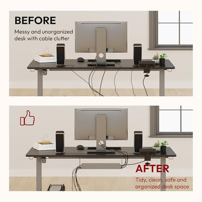 SANODESK Electric Standing Desk with Desk Clamp Power Strip 40"x 24" Whole-Piece Desktop Height Adjustable Stand Up Desk with Cable Management Sit Stand Home Office Desk Silver Frame/Black Top - color: Silver Frame+black Top, size: 40"x24"