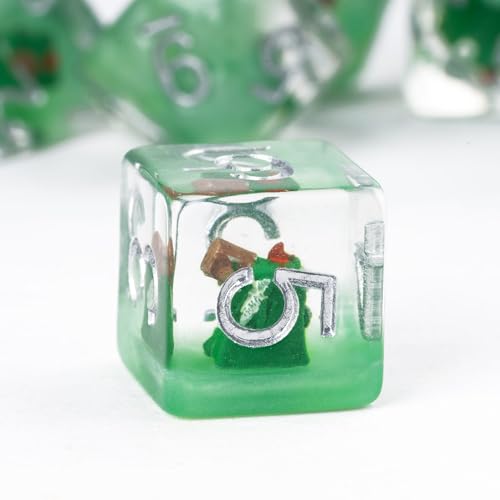 UDIXI 7PCS DND Dice Set Resin Polyhedral D&D Dice for RPG Tabletop Games | Gelatinous Cube Inclusions, Velvet Storage Bag, DM Gift, for Dungeons and Dragons Role Playing Games Board Games - color: Gelatinous Cube