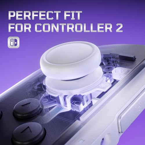 eXtremeRate Replacement 3D Joystick & Thumb Grips & Side Rail Shell Buttons for Nintendo Switch 2 JoyCon, Console Rail Stickers Controller Left Right Analog Stick Thumbsticks Caps for Switch 2 - White - color: White