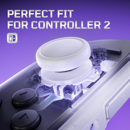 eXtremeRate Replacement 3D Joystick & Thumb Grips & Side Rail Shell Buttons for Nintendo Switch 2 JoyCon, Console Rail Stickers Controller Left Right Analog Stick Thumbsticks Caps for Switch 2 - White - color: White