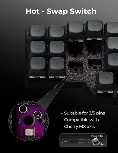YIVU CORNE V4 Wired Split Mechanical Keyboard, 40% 3x6 Ortholinear Layout, Ergonomic Support, QMK/Vial Programmable, Hot-swappable RGB Gaming Keyboard, Pre-Lubricated Linear Switches