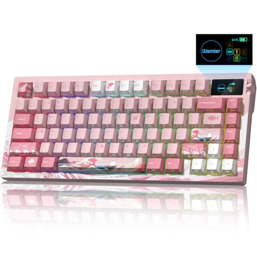 L80 Wireless Gaming Keyboard, 75% Mechanical Keyboard with Smart Display and Knob, Tri-Mode BT/2.4GHz/USB-C, Gasket Mount RGB Backlit, Hot Swappable for PC Mac - color: Pink