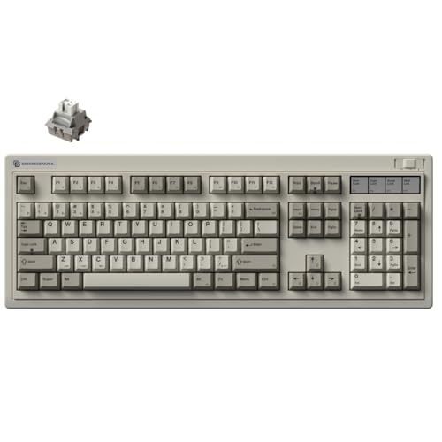 FL·ESPORTS OG104 Tri-Mode Retro Mechanical Keyboard, Full-Size Gasket Mount Gaming Keyboard, Hot Swappable, PBT Keycaps, 4000mAh for Mac/PC - Silent Switches | Gray - color: 104 Keys-Gray, size: Silent Switch