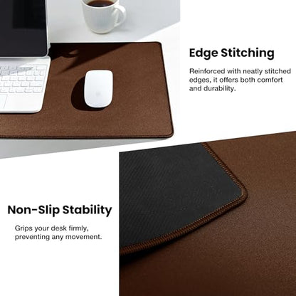 ALOANES Non-Slip Extended Mouse Pad Office&Home Desk Mat Stitched Edge | Brown Waterproof Mousepad for Keyboard, Computer Game 35.43"x15.74"x0.12" - color: Brown, size: 35.4L x 15.7W inches