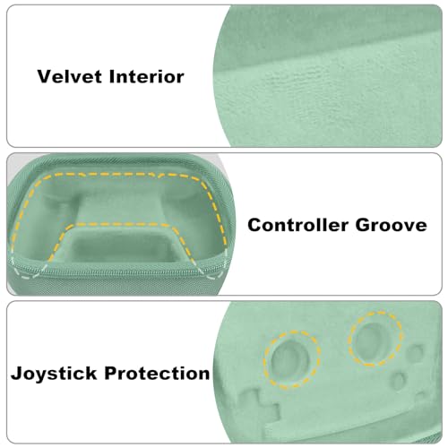 Baval Hard Case for Playstation 5 PS5 DualSense Wireless Controller | Protective Storage Box, Specifically Design for PS 5 Controller, Soft Velvet Lining, Customized Slots, Snug Fit, Green Case - color: Green Hard Case